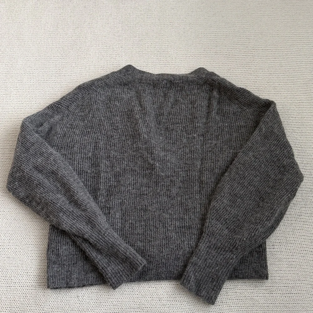 Quince Charcoal Gray Ribbed V-Neck Button Cardigan - Picture 7 of 7